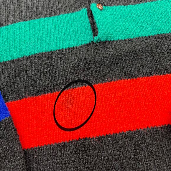 Lobo by Pendleton Vintage Pullover Henley Wool Sweater Size M black blue Stripe - Picture 4 of 6
